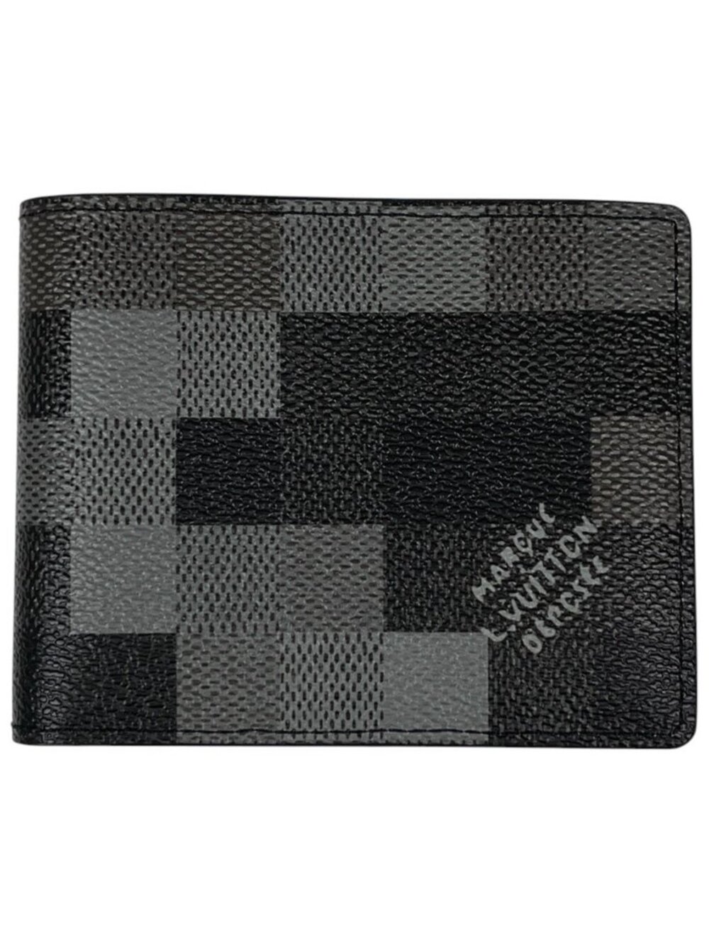 Louis Vuitton Portefeuille Calfskin Bifold Wallet Damoflage Leather Noir